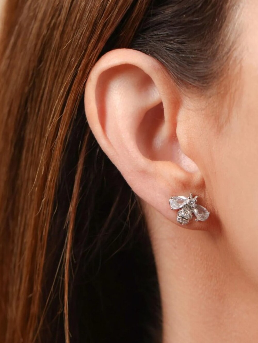 La Roya-Cubic Zirconia Bee 🐝 Stud Earrings -(Sterling Silver)